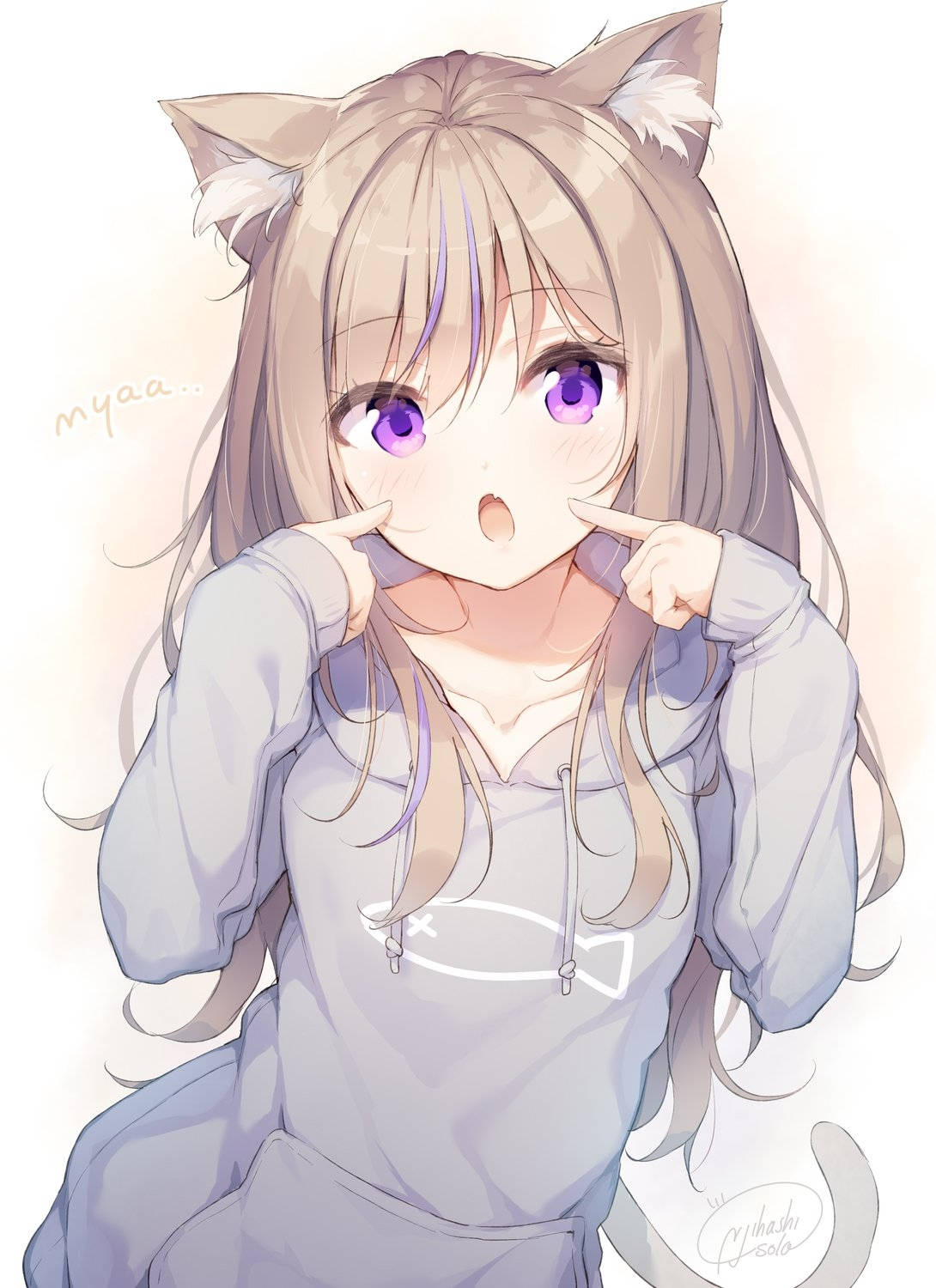 Chica Anime con Sudadera de Gato Fondos de pantalla