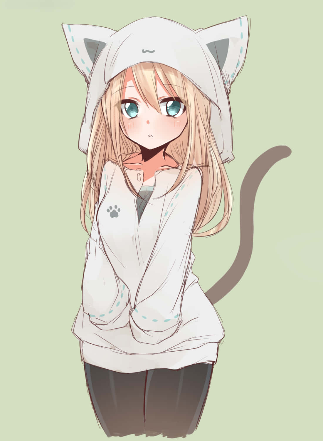 Chica anime con sudadera para un look moderno y acogedor. Fondos de pantalla