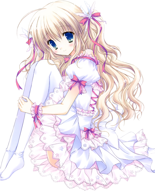 Chica anime con vestido blanco con volantes Fondos de pantalla