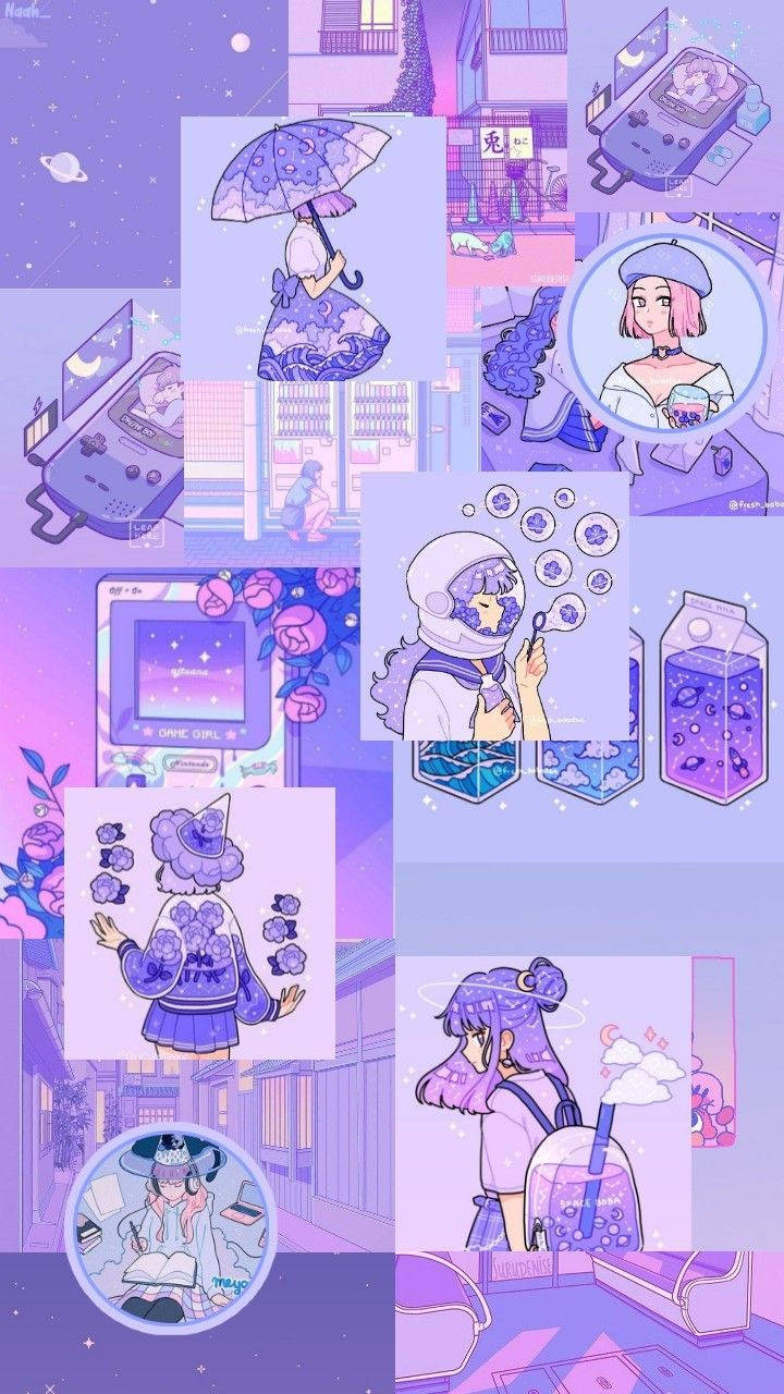 Chica Anime Cosas Moradas Pastel Fondos de pantalla