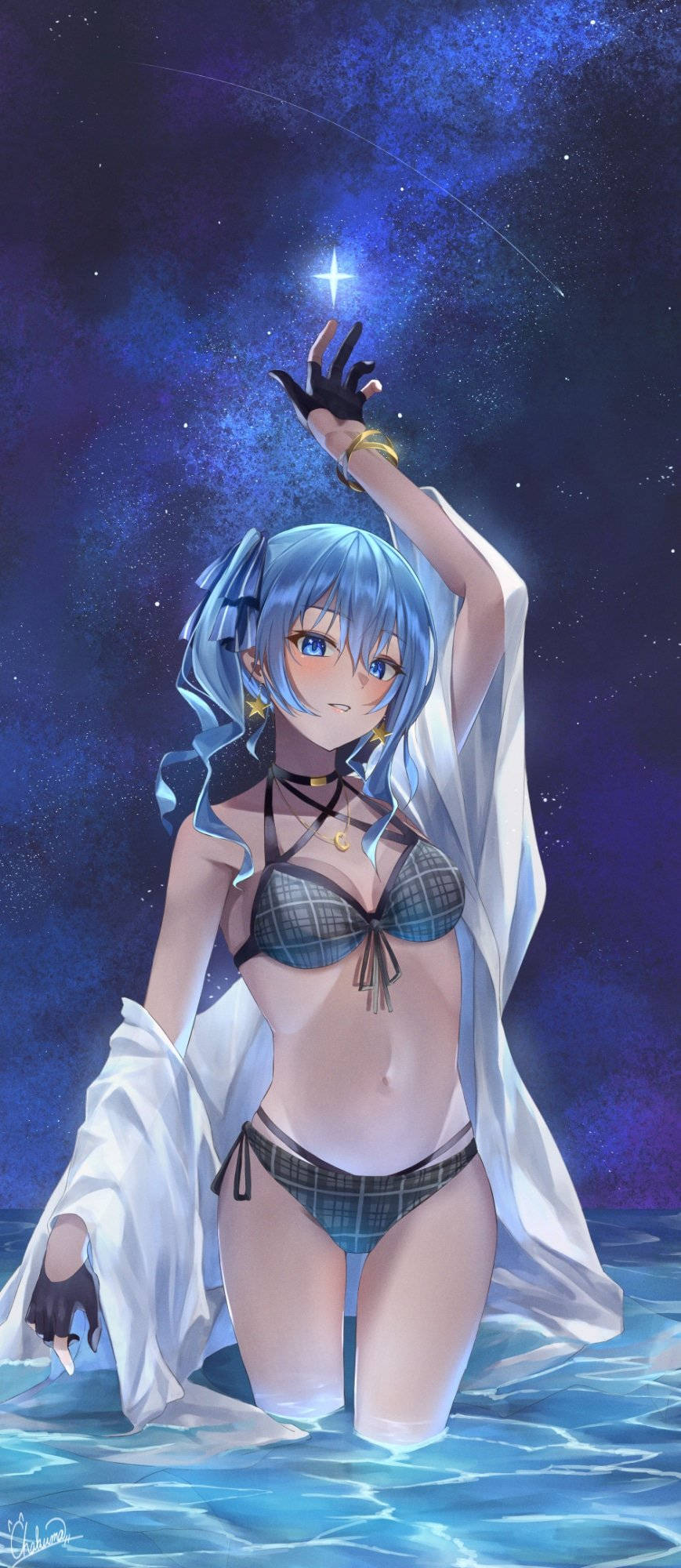 Chica Anime en Bikini de Noche Fondos de pantalla