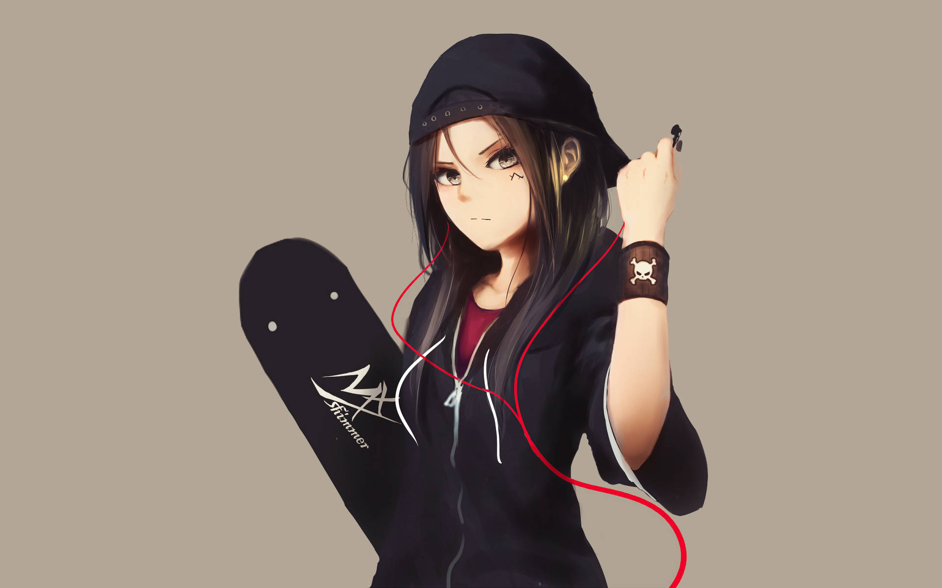 Chica Anime Enigmática con Sudadera Fondos de pantalla