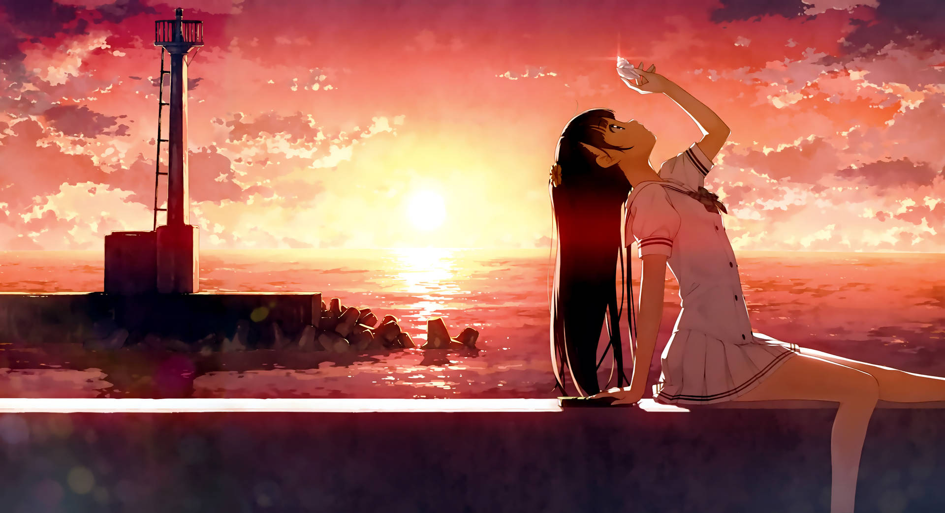 Fondo de pantalla de chica anime estética 4k