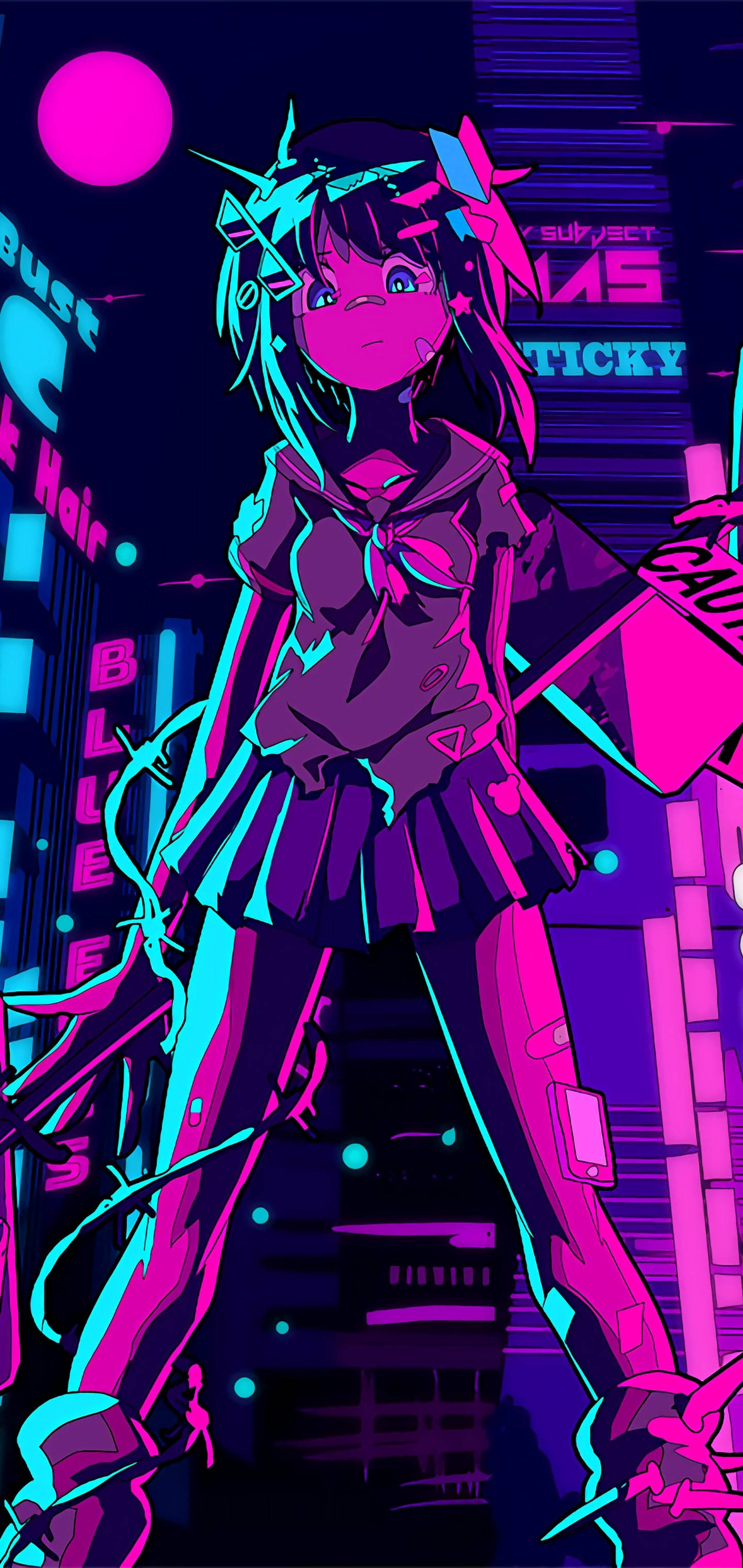 Chica anime estética púrpura claro Fondos de pantalla