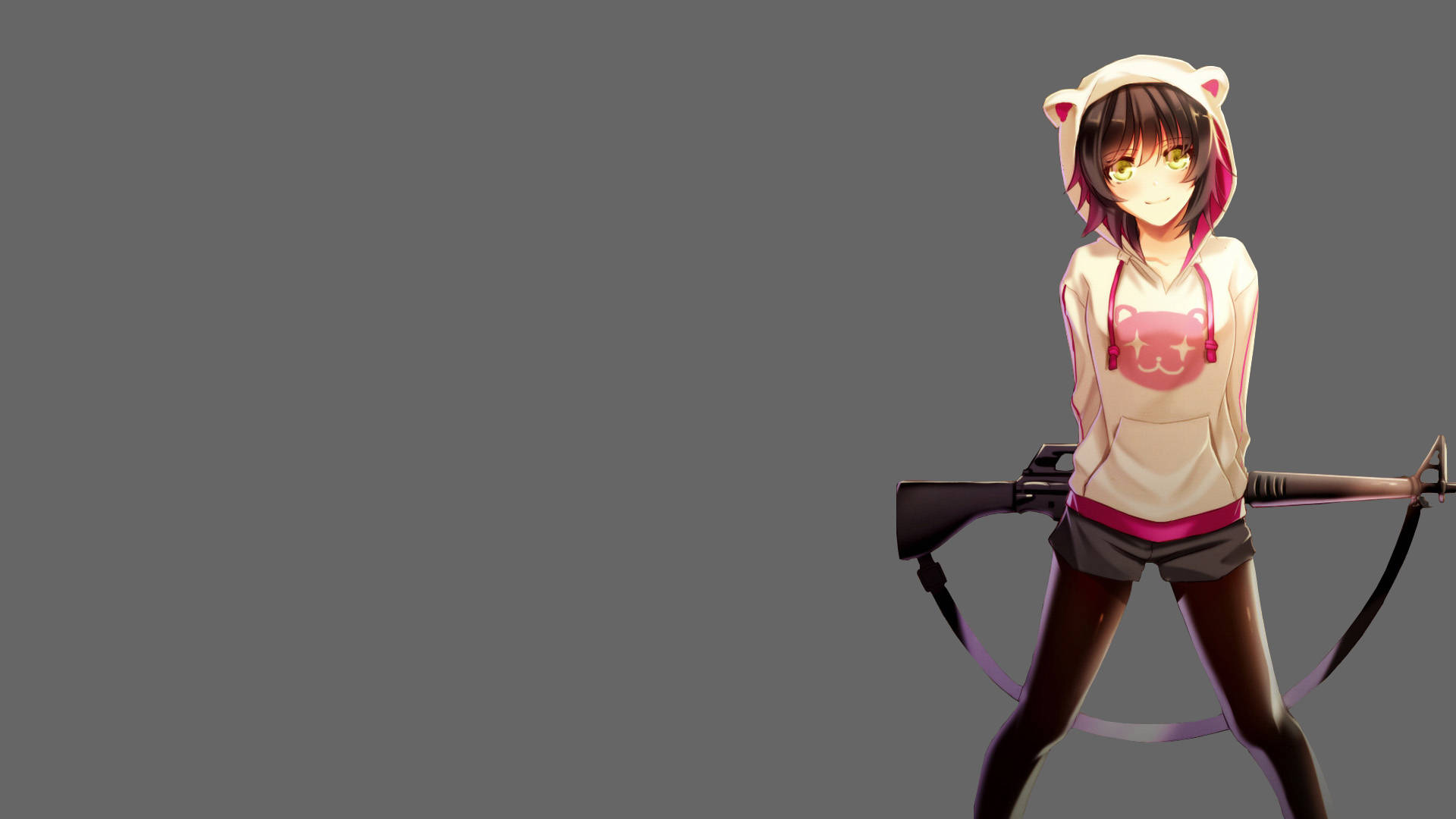 Chica Anime Francotiradora con Hoodie Fondos de pantalla