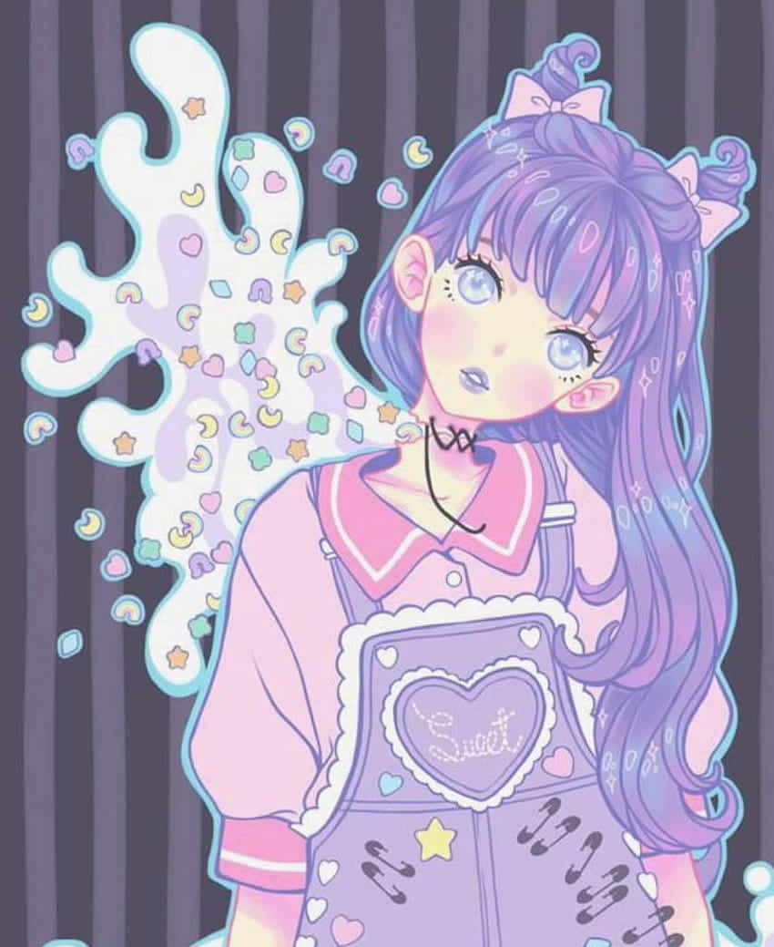 Chica anime gótica pastel con overoles Fondos de pantalla