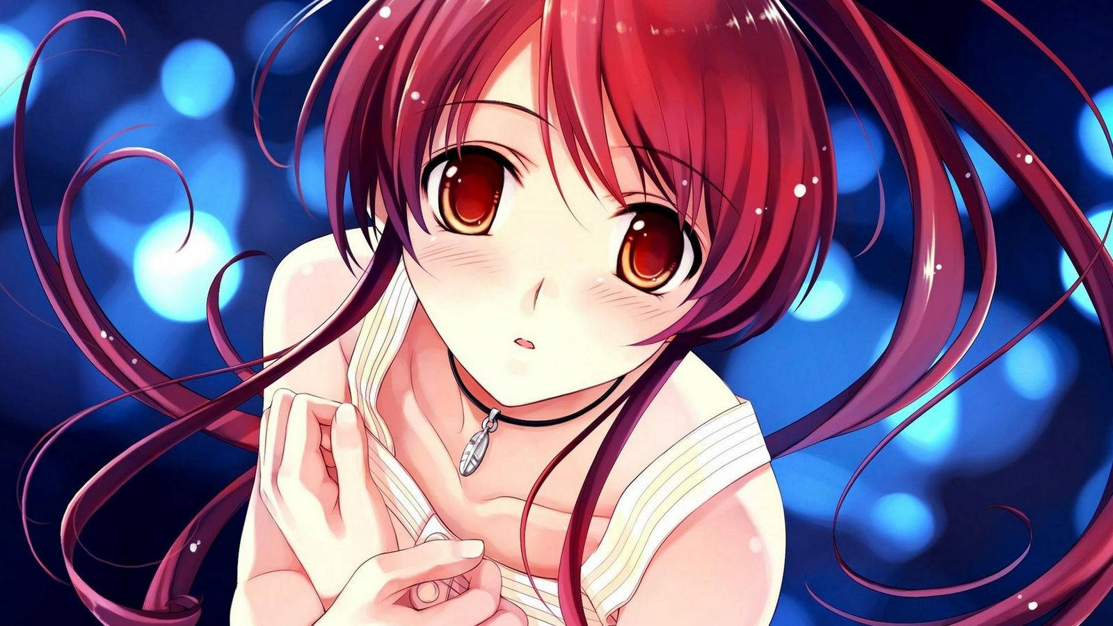 Chica Anime Kawaii de Cabello Rojo Fondos de pantalla