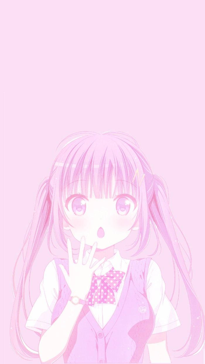 Chica anime kawaii de escuela en rosa Fondos de pantalla