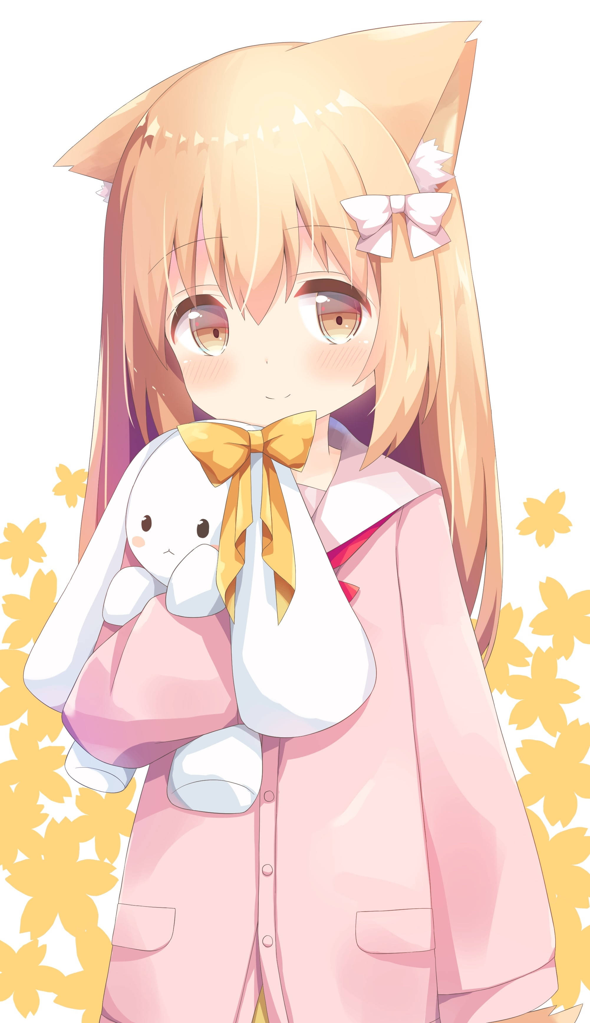 Chica anime linda con conejo para iPhone Fondos de pantalla