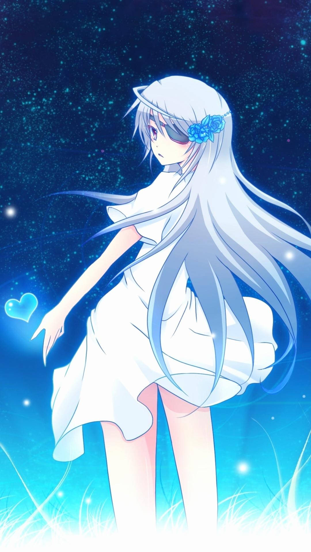 Chica Anime Linda de Cabello Azul Fondos de pantalla