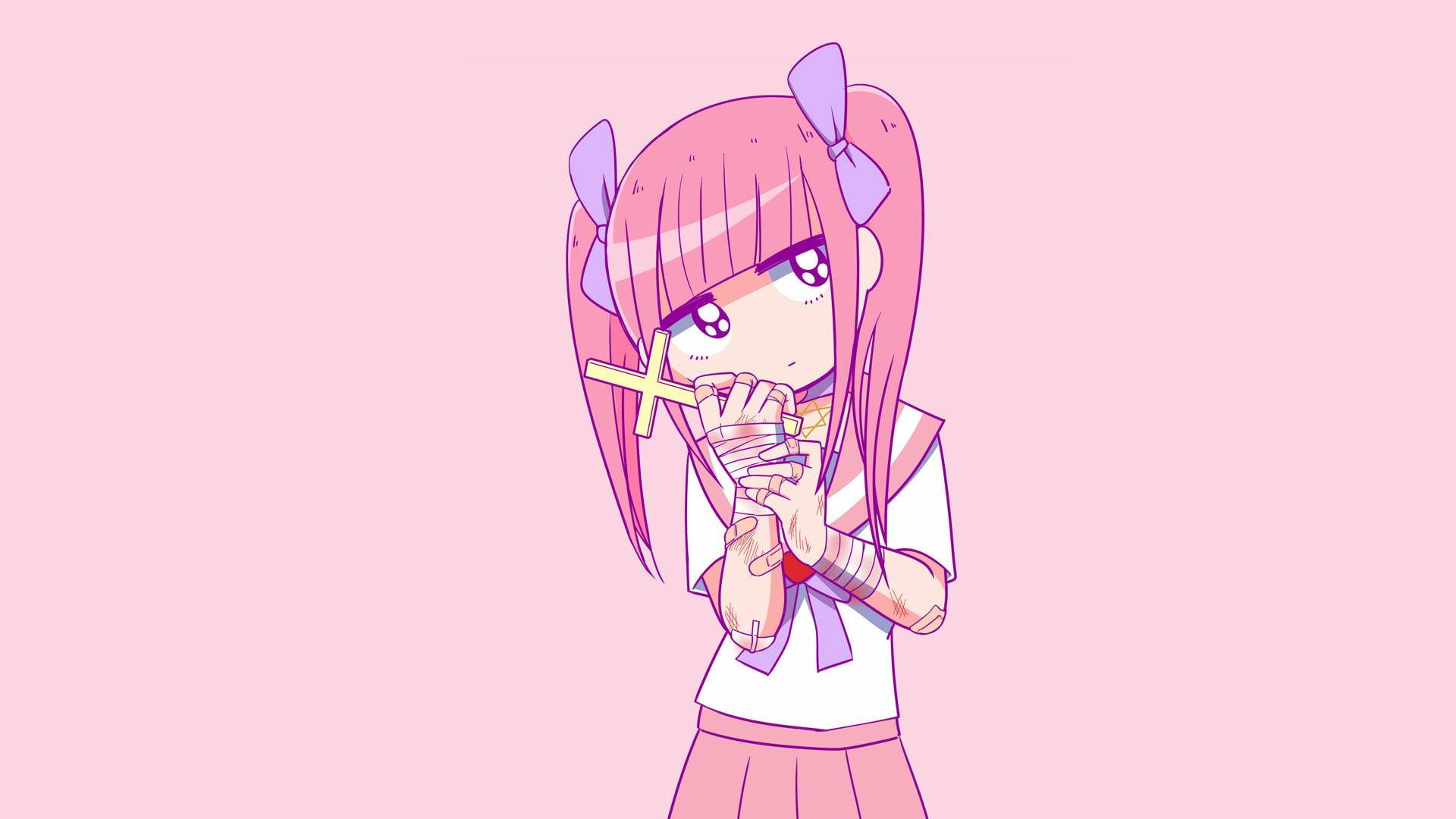 Chica Anime Rosa Estética Menhera-Chan Fondos de pantalla