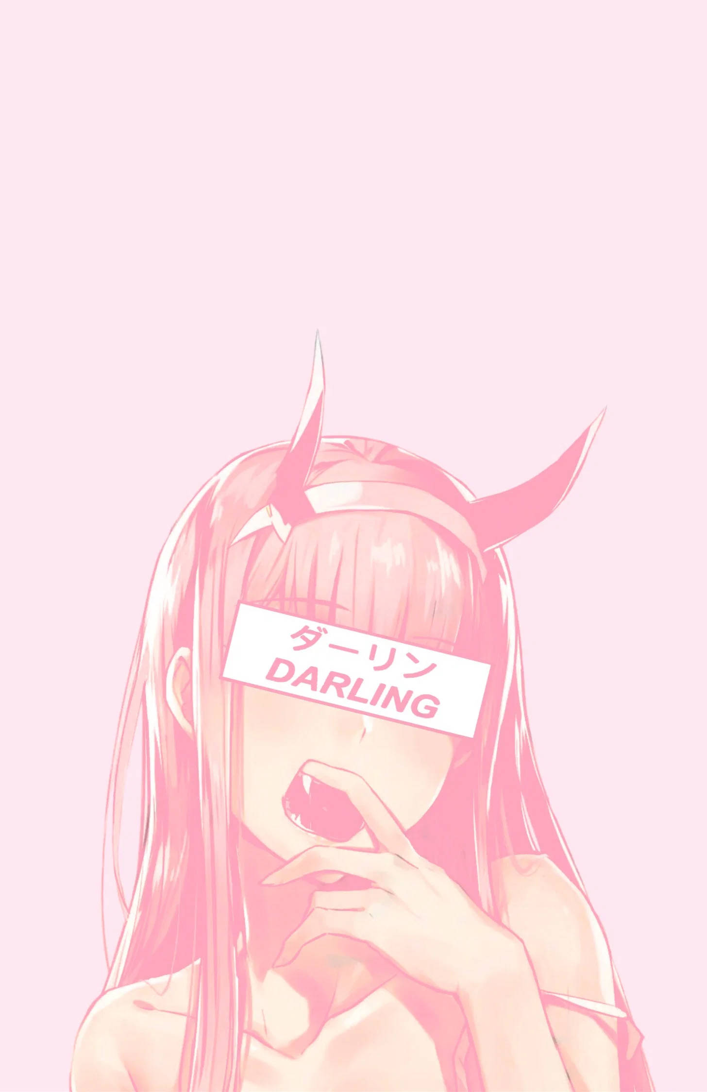 Chica Anime Rosa Estética con Cuernos Fondos de pantalla