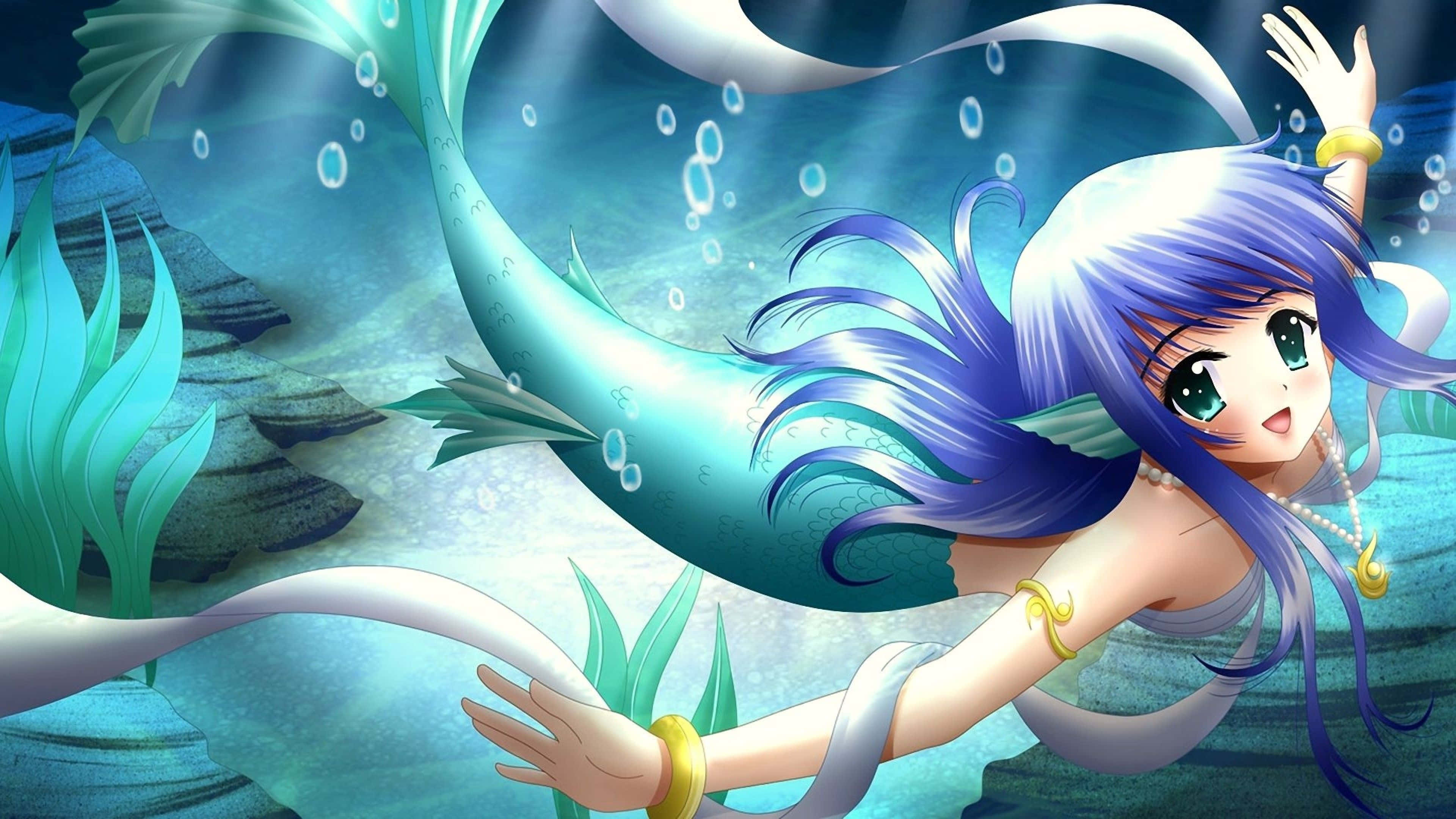 Chica Anime Sirena Linda Violeta Fondos de pantalla
