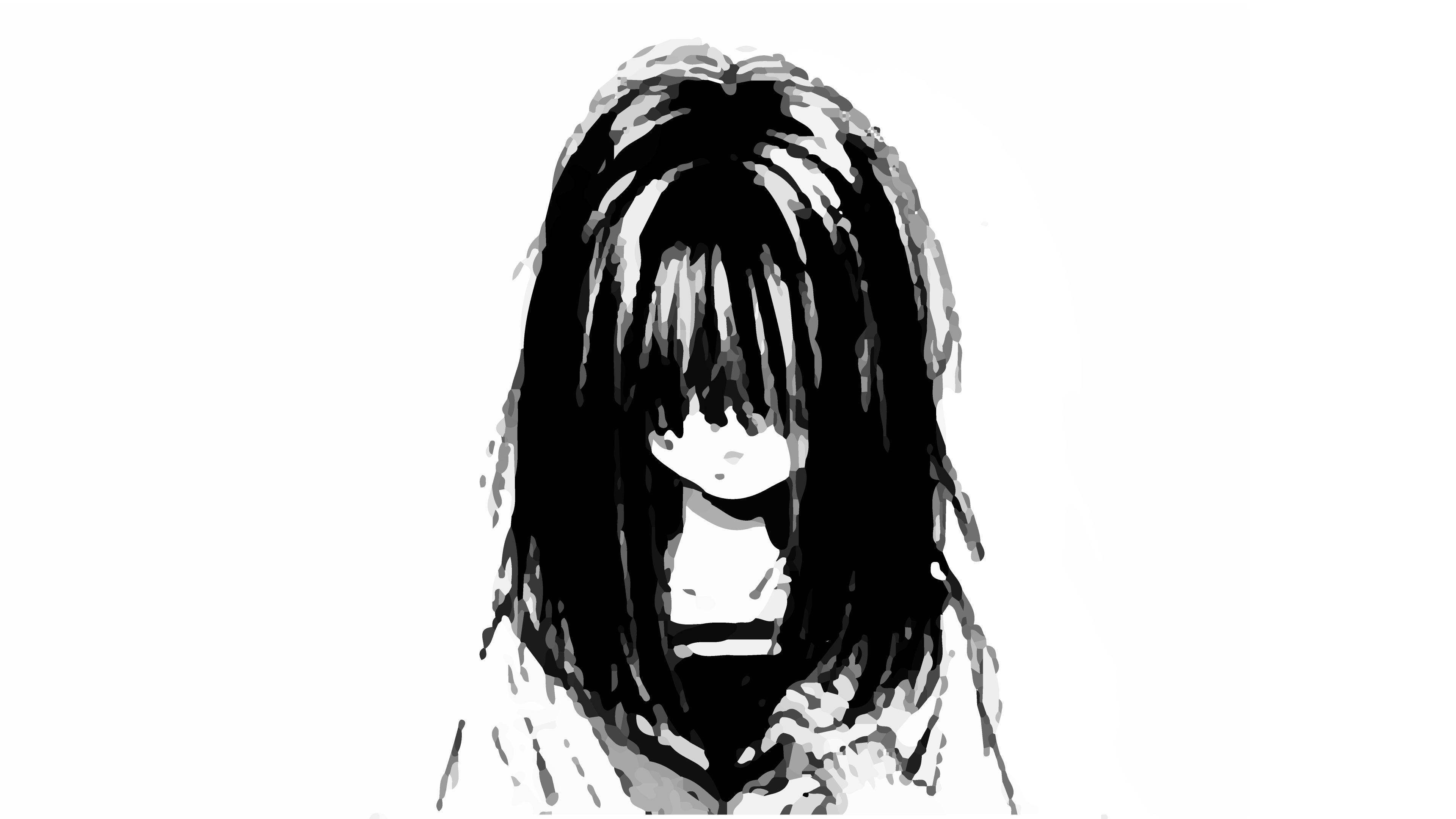 Chica anime triste en blanco y negro con uniforme Fondos de pantalla