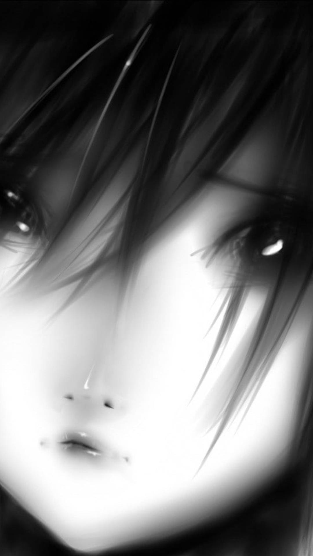 Chica anime triste en blanco y negro primer plano Fondos de pantalla