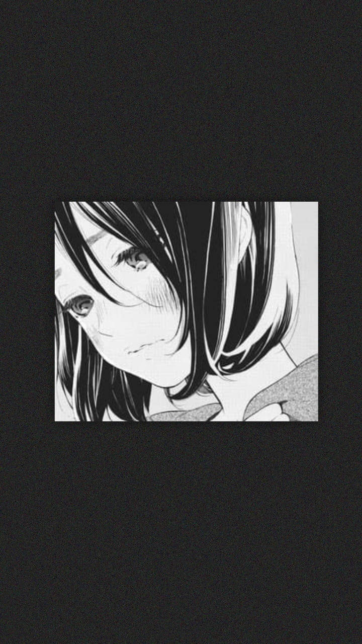 Chica anime triste estética blanco y negro para teléfono Fondos de pantalla