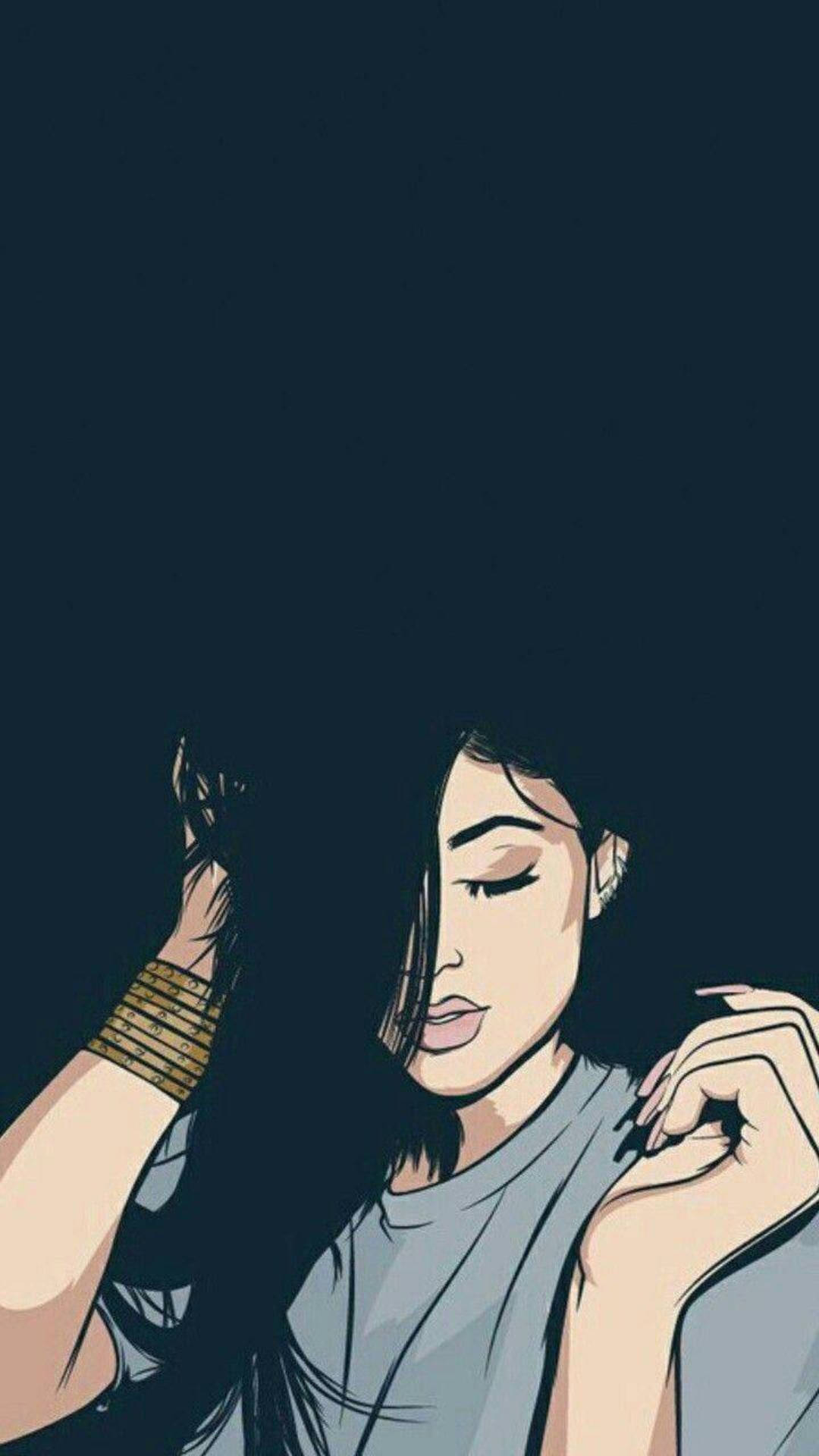 Chica caricatura baddie de cabello despeinado Fondos de pantalla