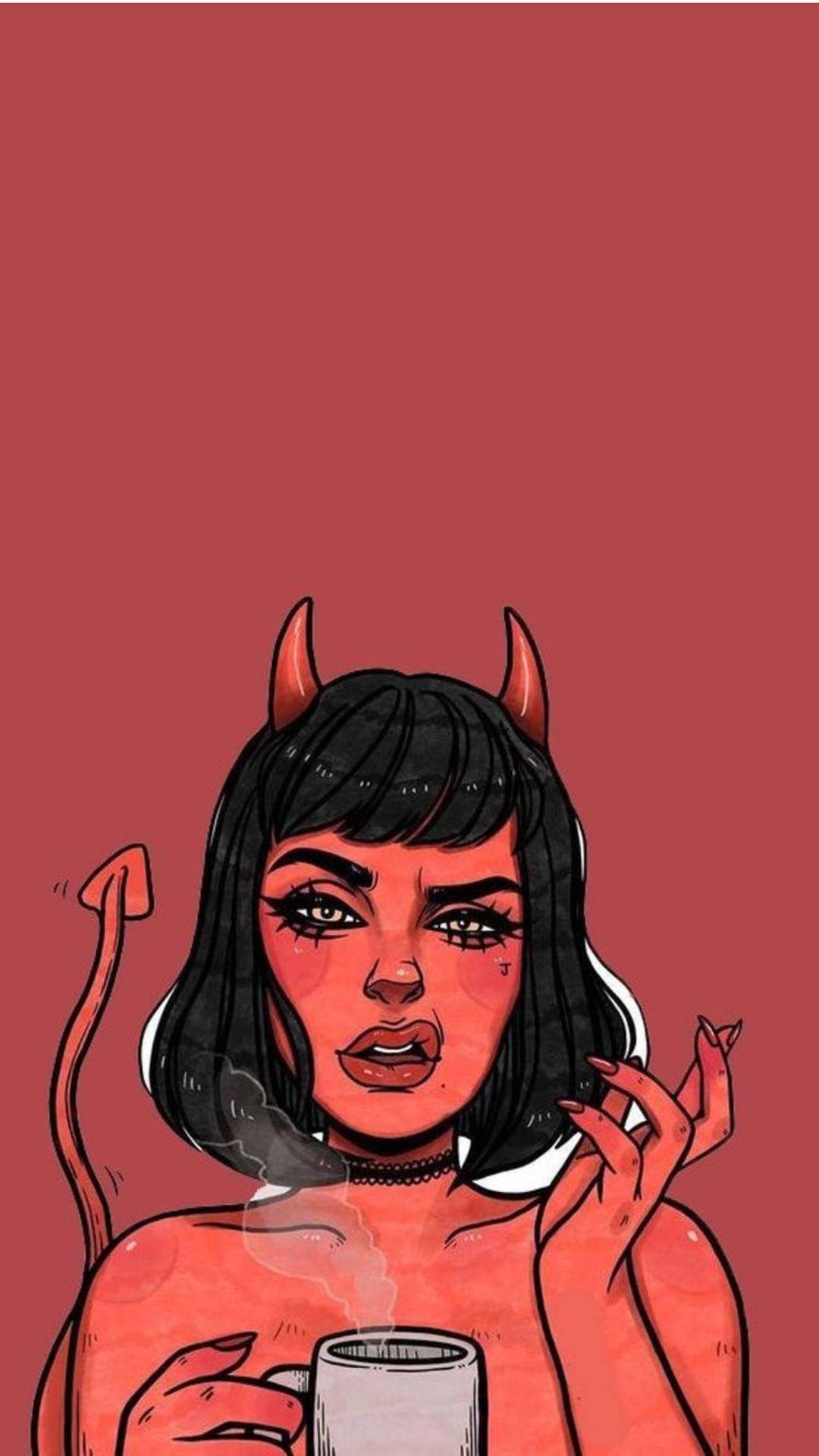 Chica cartoon ruda con disfraz de diablo Fondos de pantalla