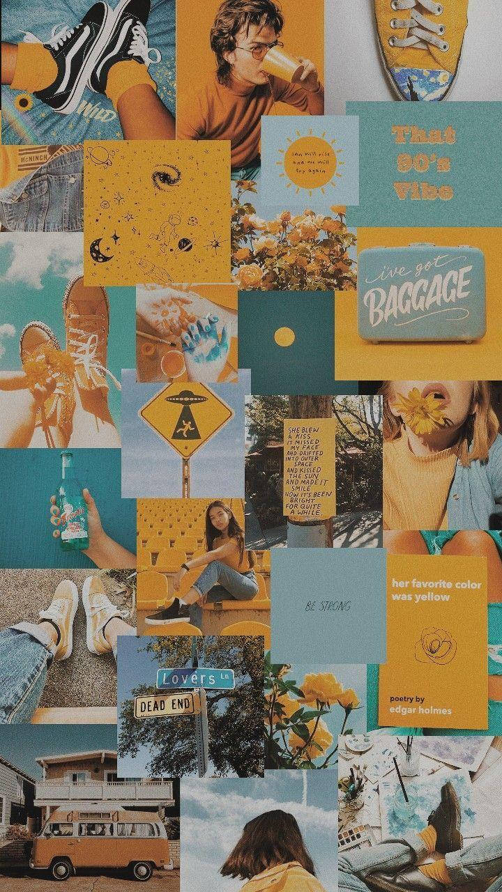 Chica collage estético naranja Fondos de pantalla