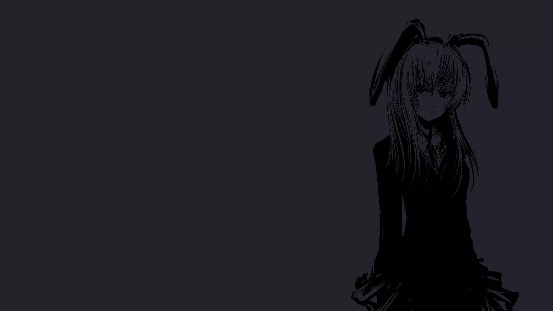 Chica con Orejas de Conejo Estética Anime Oscura para Escritorio Fondos de pantalla
