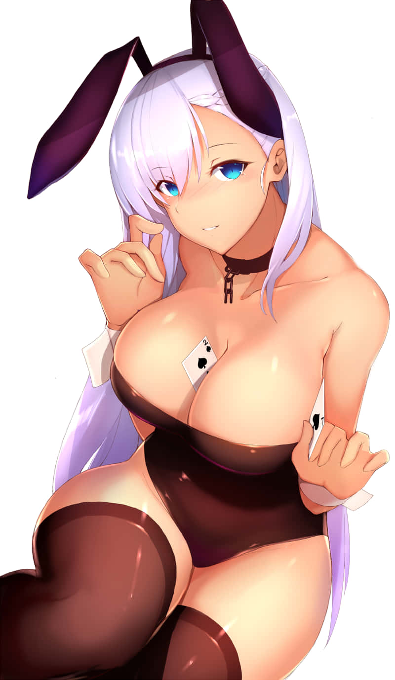 Chica conejo anime sexy con carta Fondos de pantalla