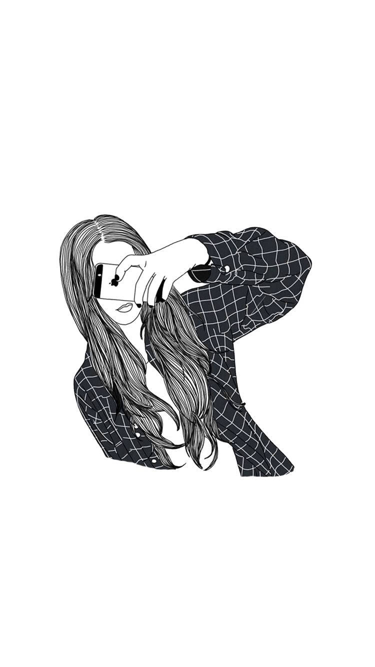 Chica cool dibujándose un selfi Fondos de pantalla