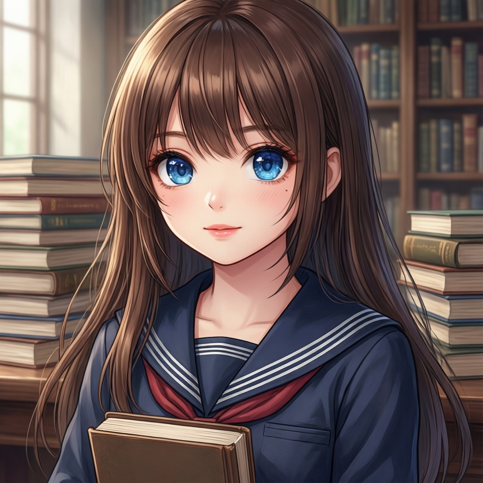 Chica de Biblioteca con Cabello Castaño Fondos de pantalla