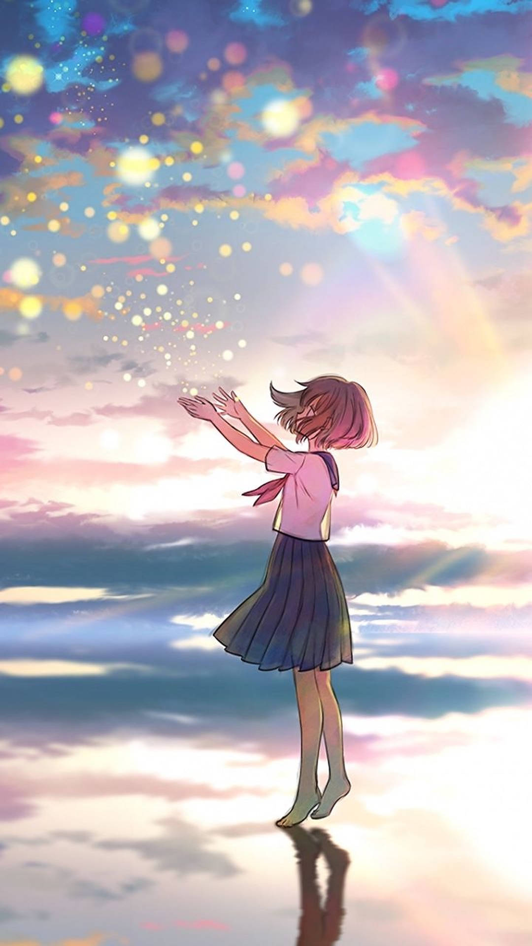 Fondo de pantalla de chica de escuela anime estética
