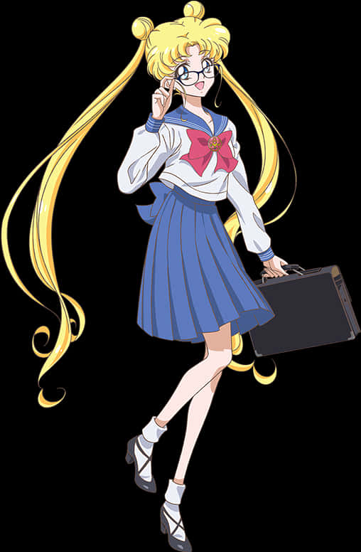 Chica de escuela animada con cabello rubio y lentes Fondos de pantalla