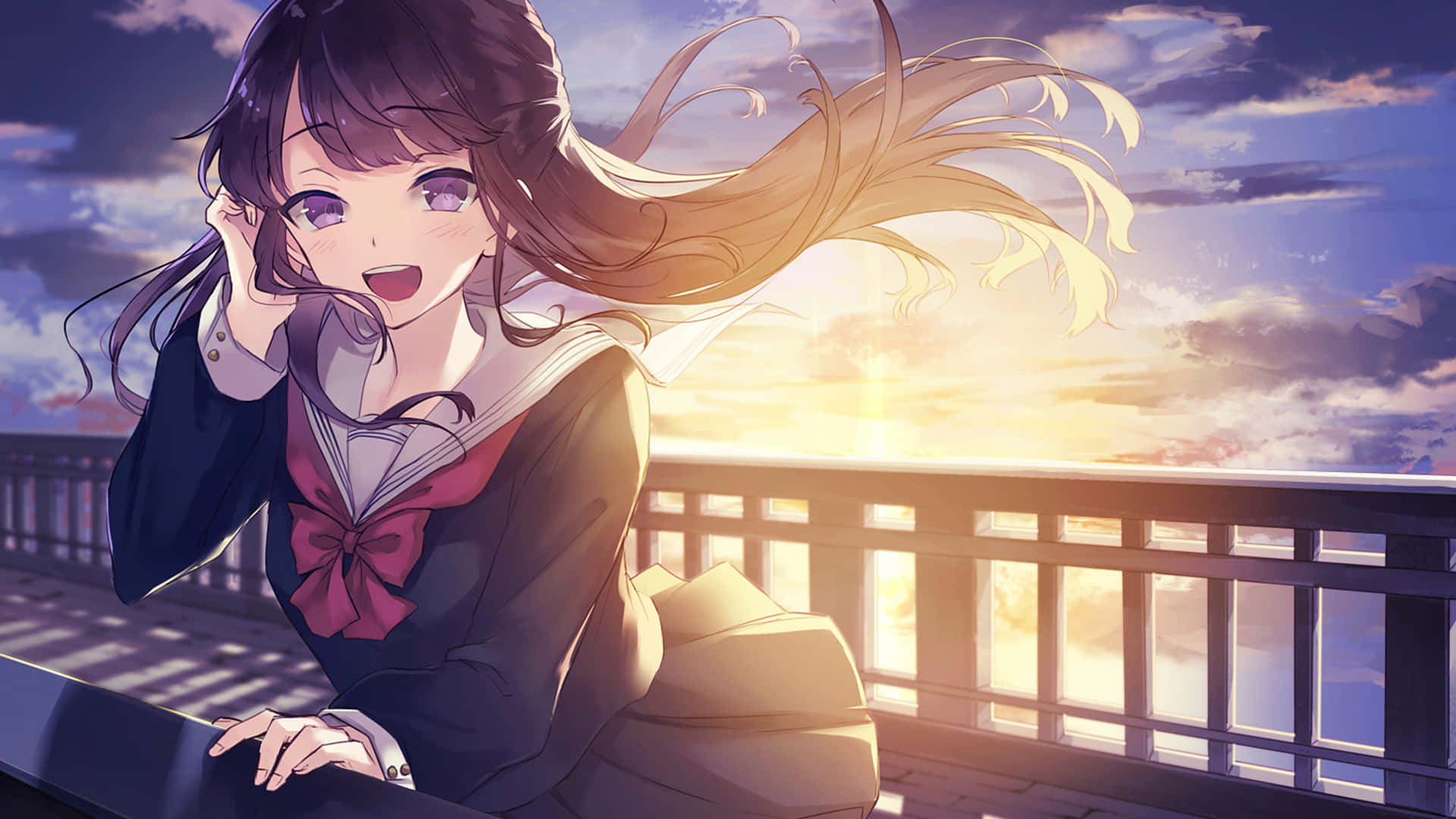 Chica de escuela anime linda Nightcore Apollo Fondos de pantalla