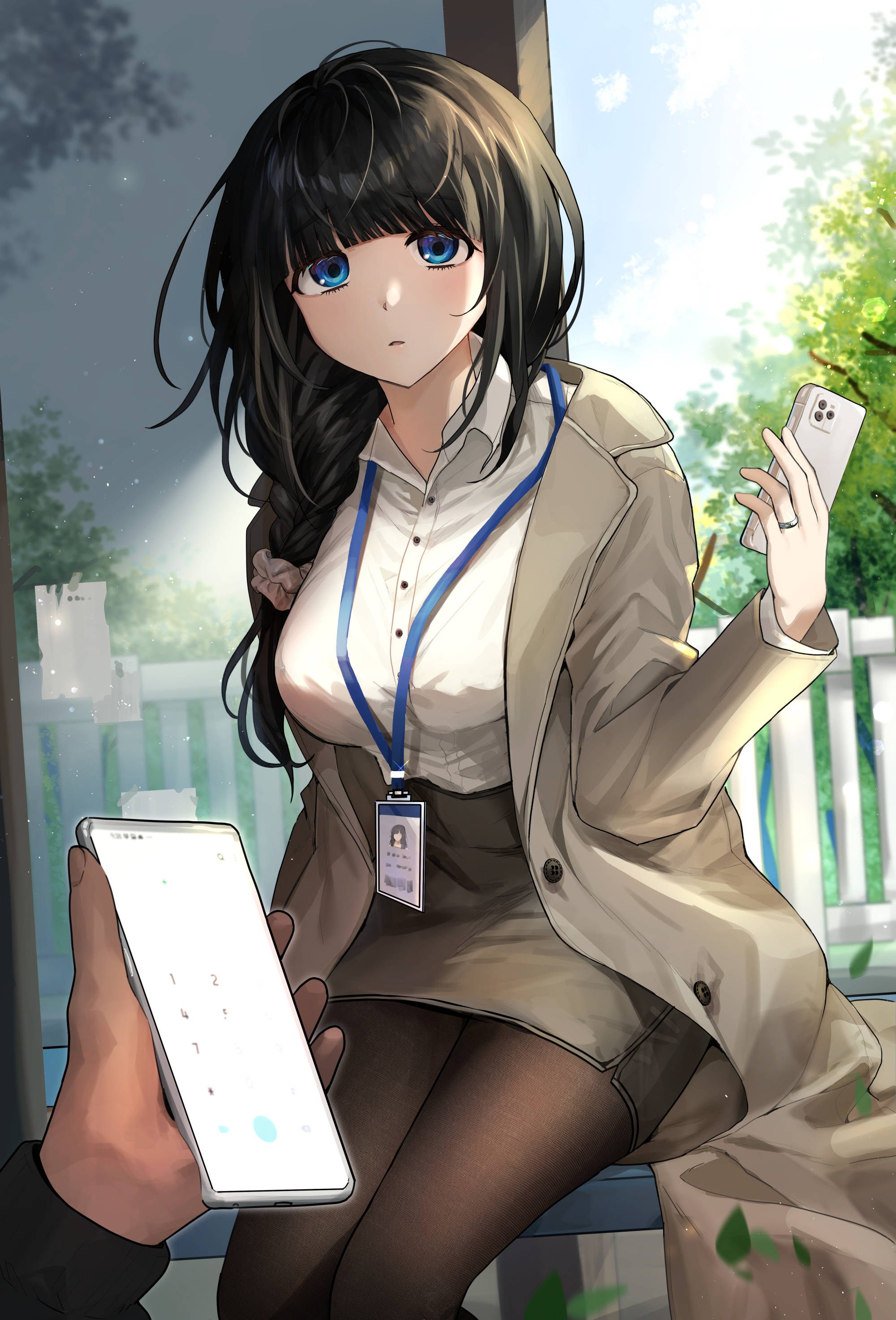 Chica de oficina sexy con teléfono anime Fondos de pantalla