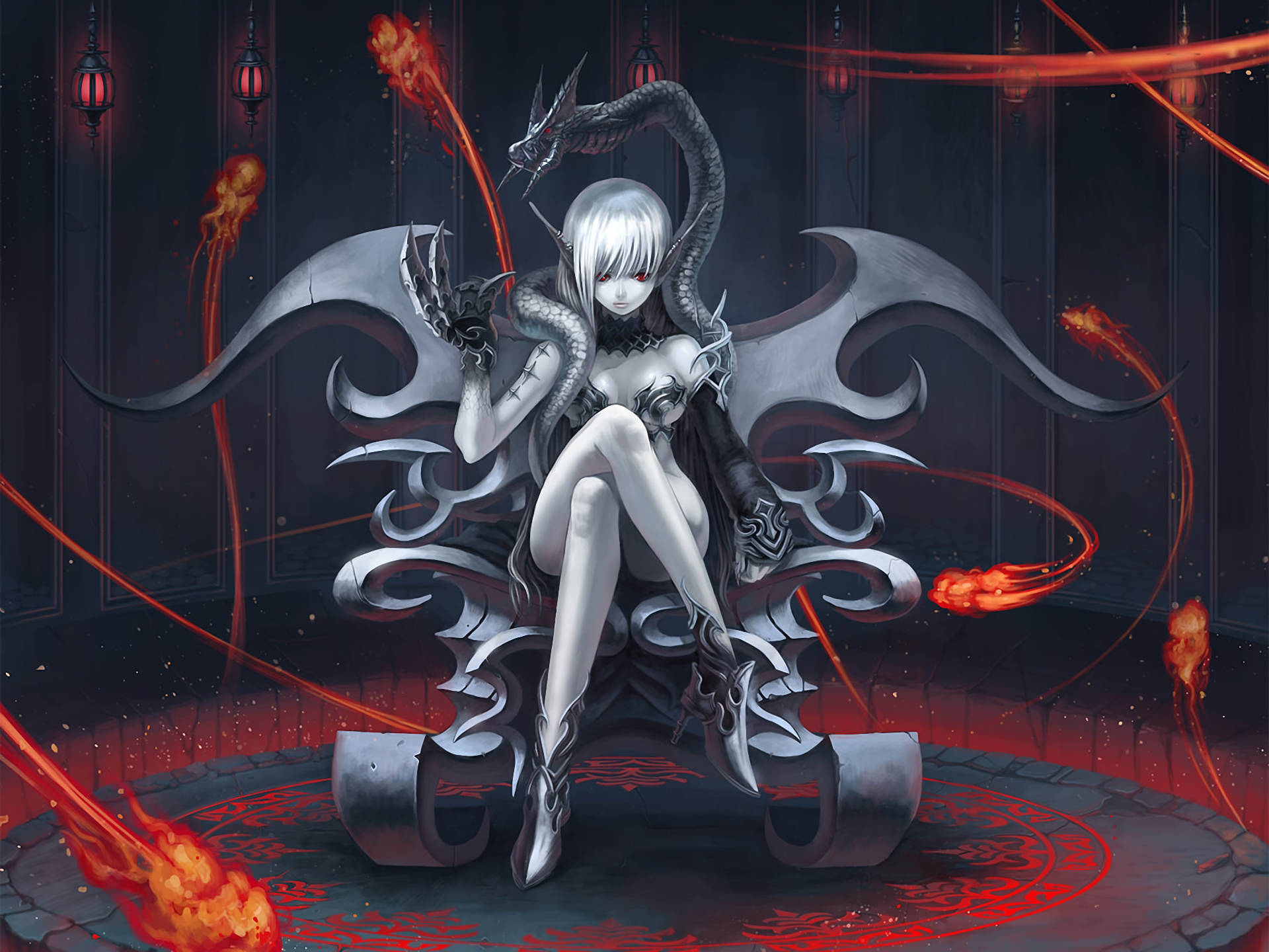 Chica Dragón Anime Oscura Fondos de pantalla