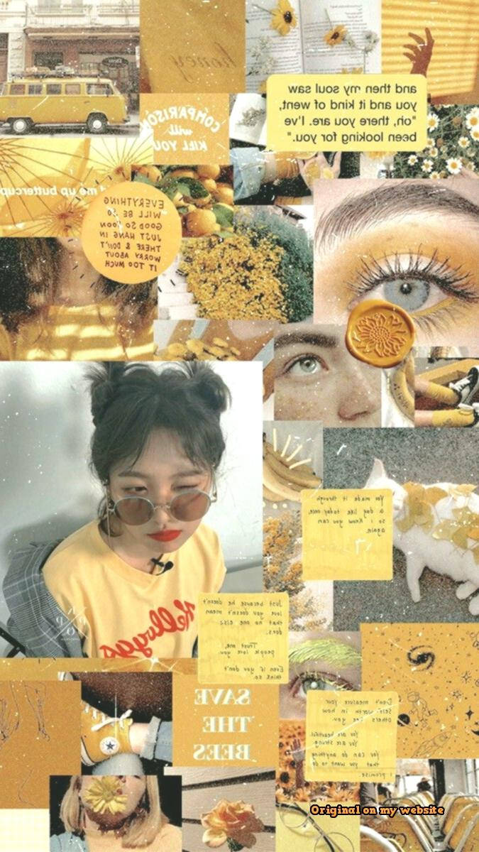 Chica en collage estético amarillo Fondos de pantalla