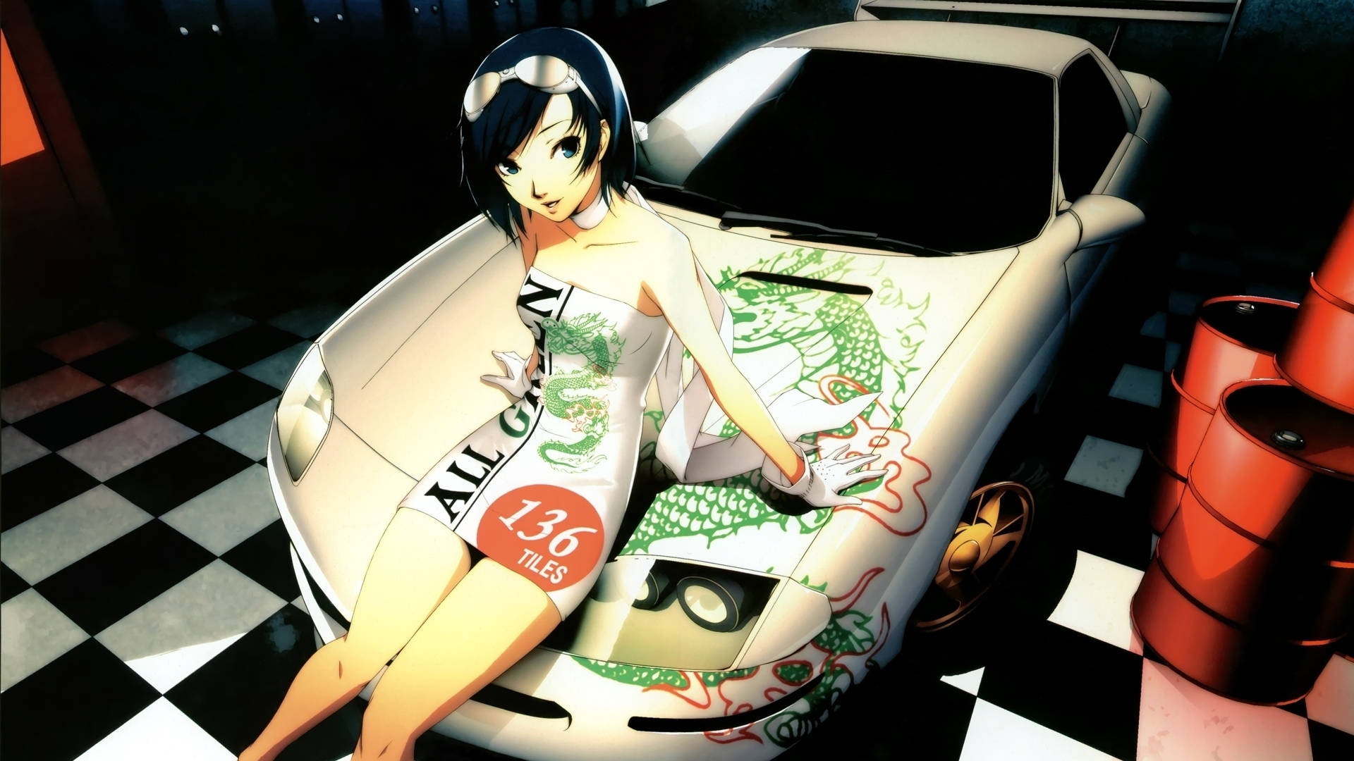 Chica en el cofre de un auto anime Fondos de pantalla