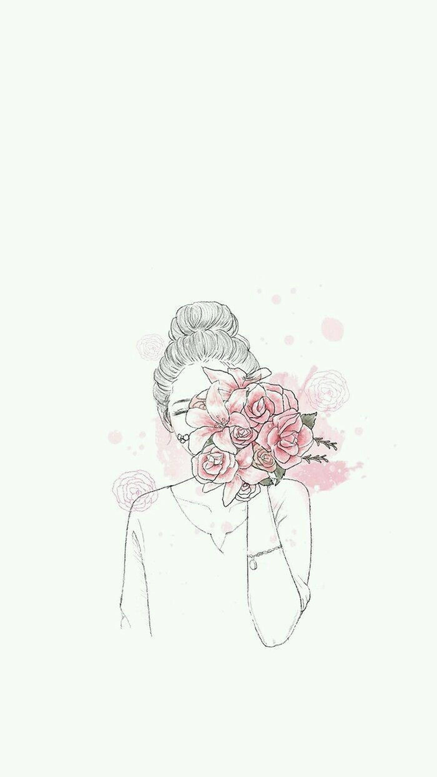 Chica estética con flores rosas Fondos de pantalla