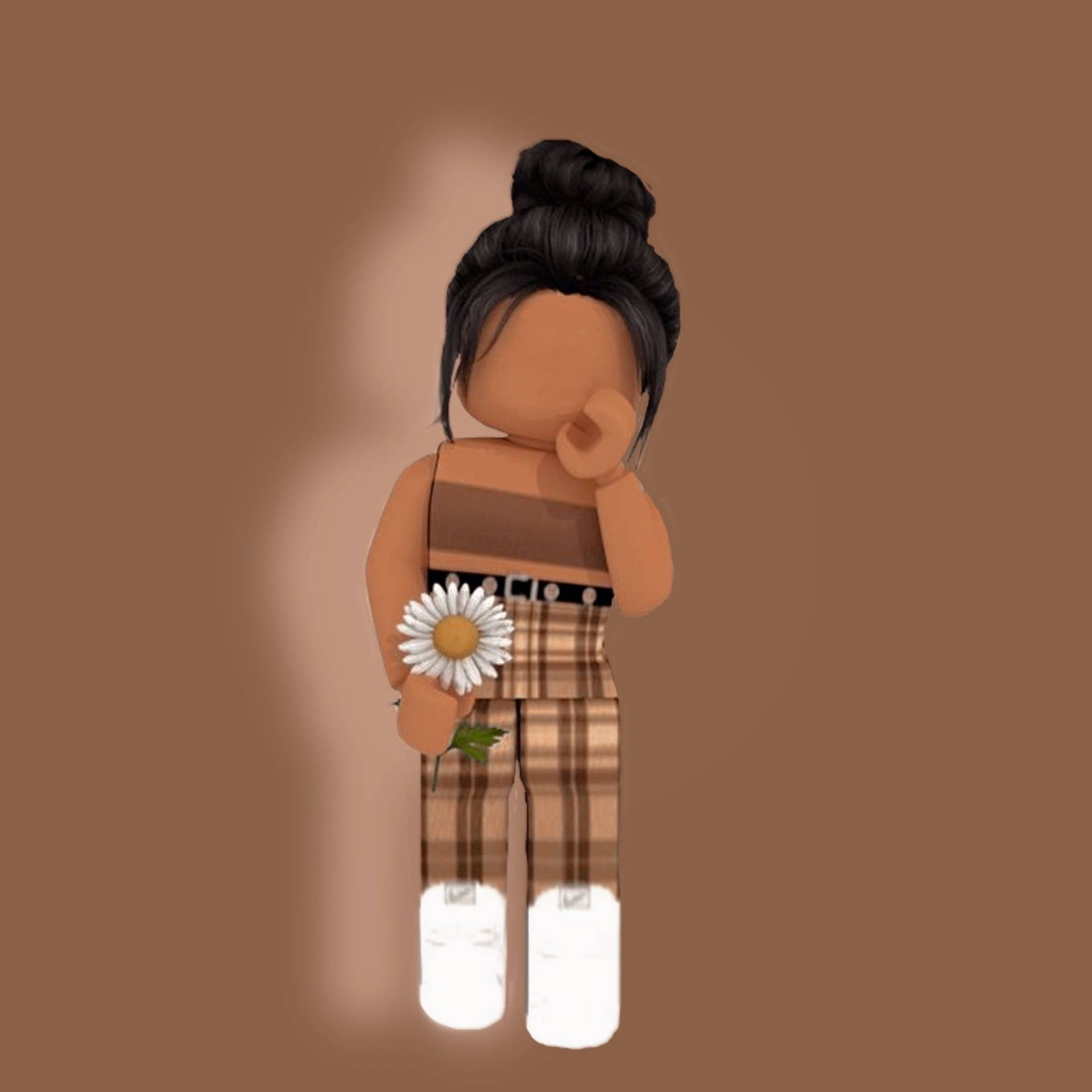 Chica Estética de Roblox con Flor Blanca