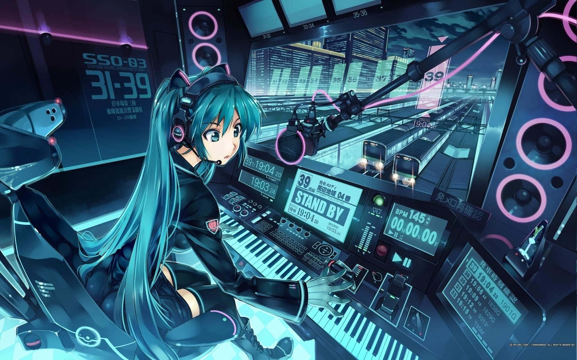 Chica Gamer Kawaii Tocando el Piano Fondos de pantalla