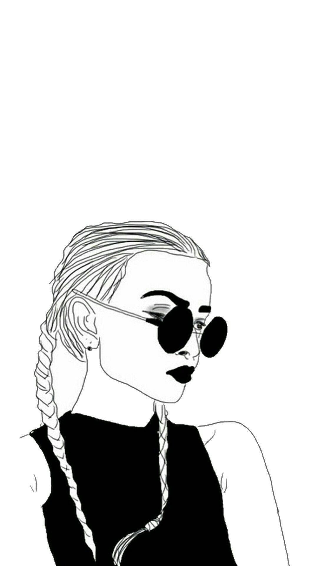 Chica genial con trenzas dibujada Fondos de pantalla