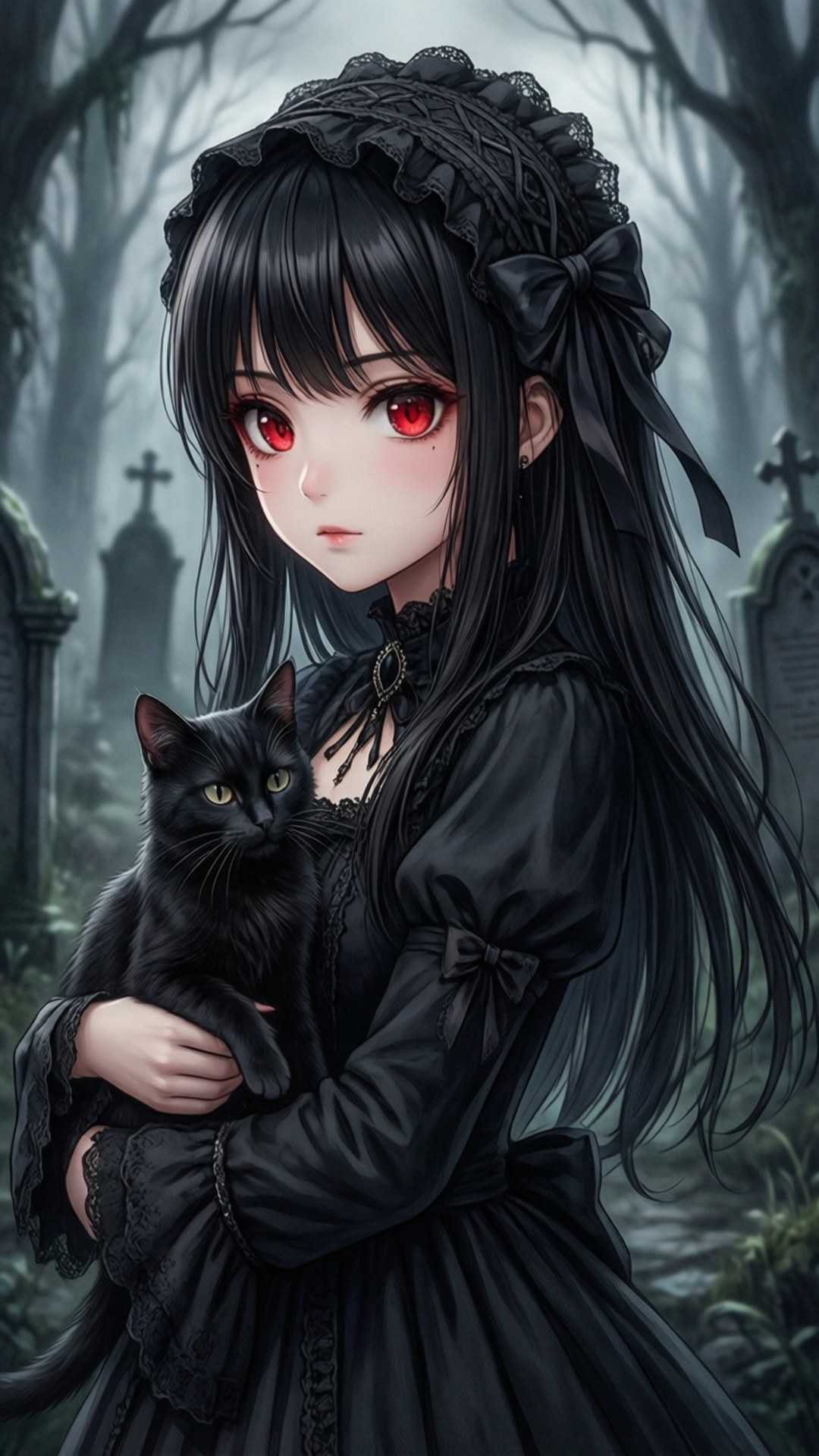 Chica gótica con gato Fondos de pantalla
