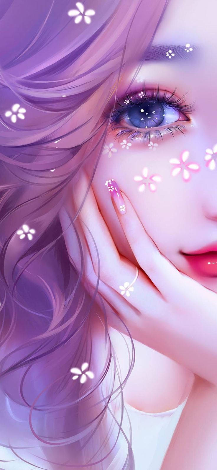 Chica Kawaii Linda con Accesorios Florales Fondos de pantalla