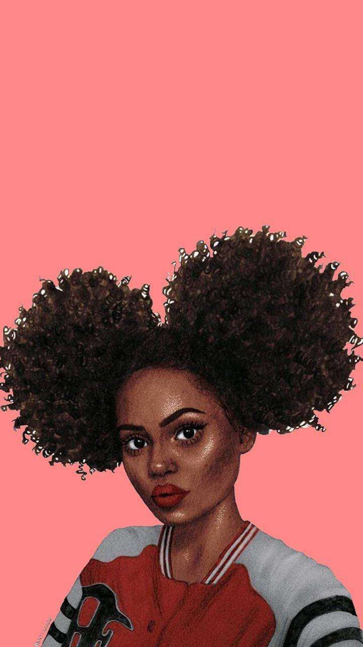 Chica mala negra empoderada con cabello rizado voluminoso Fondos de pantalla