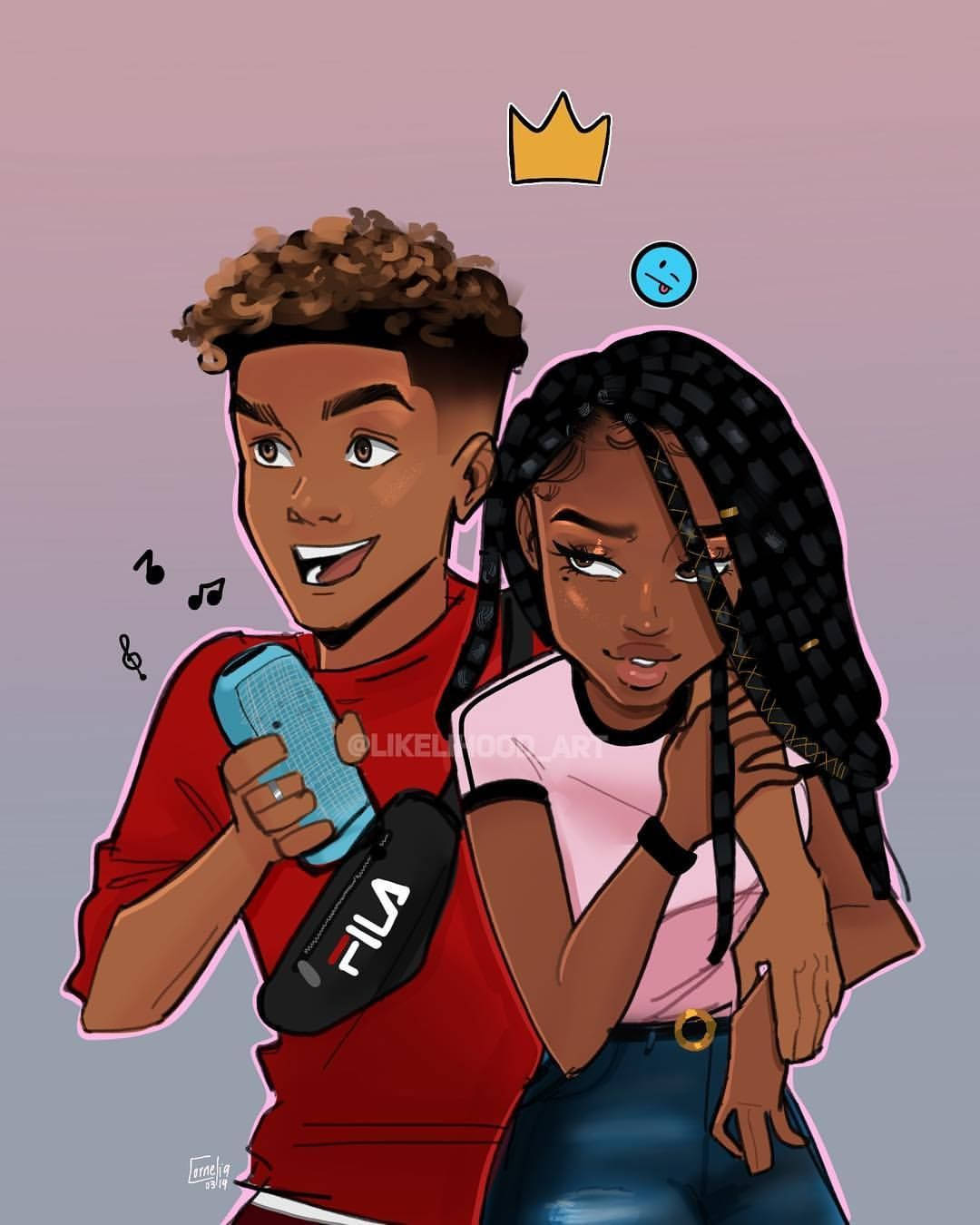 Chica negra baddie compartiendo una corona con su hombre Fondos de pantalla