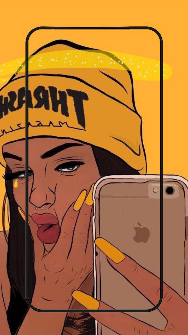 Chica negra moderna con gorro amarillo Fondos de pantalla