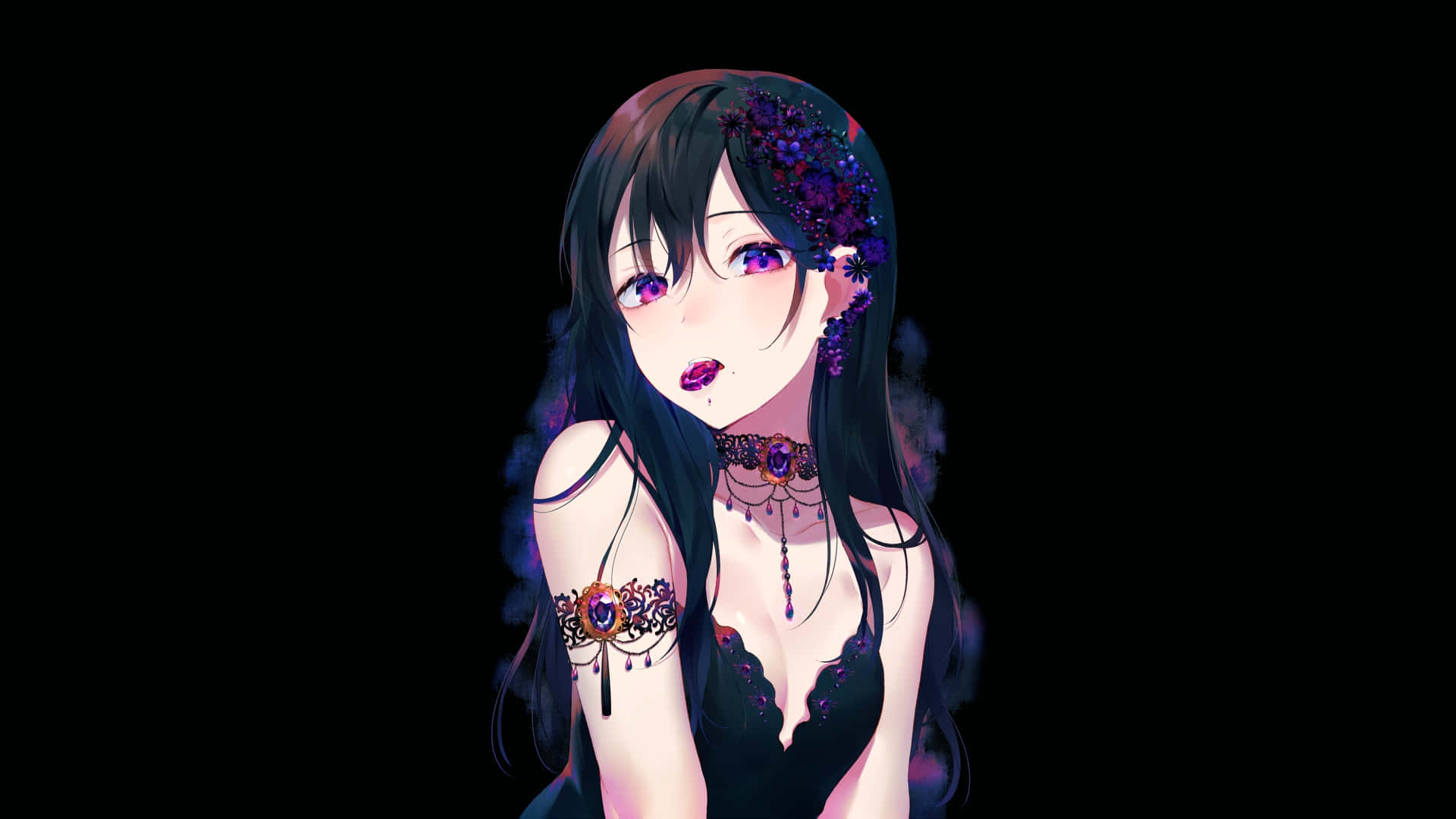 Chica oscura de anime linda Fondos de pantalla