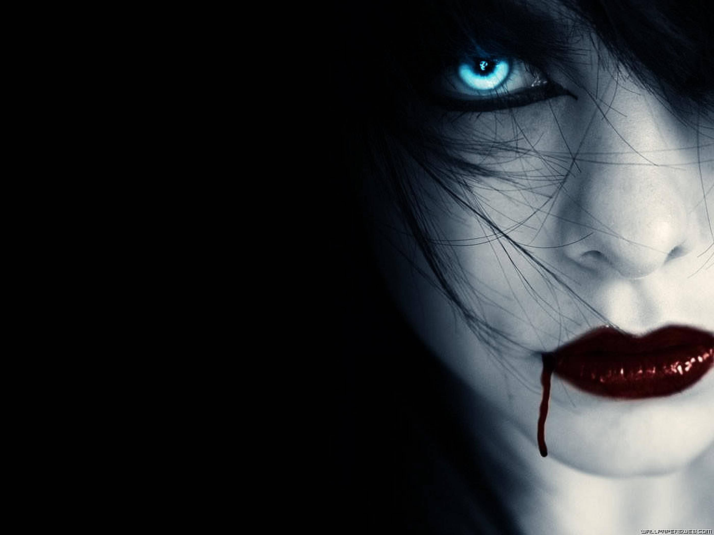 Chica Oscura Intrigante con Labios Rojos Sangre Intensos Fondos de pantalla