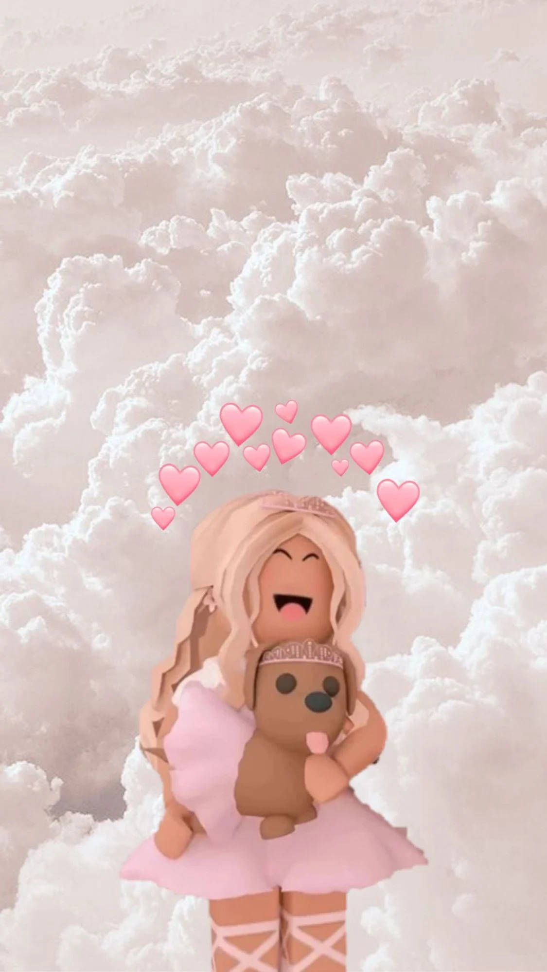 Chica Roblox Estética con Perro y Nubes Fondos de pantalla