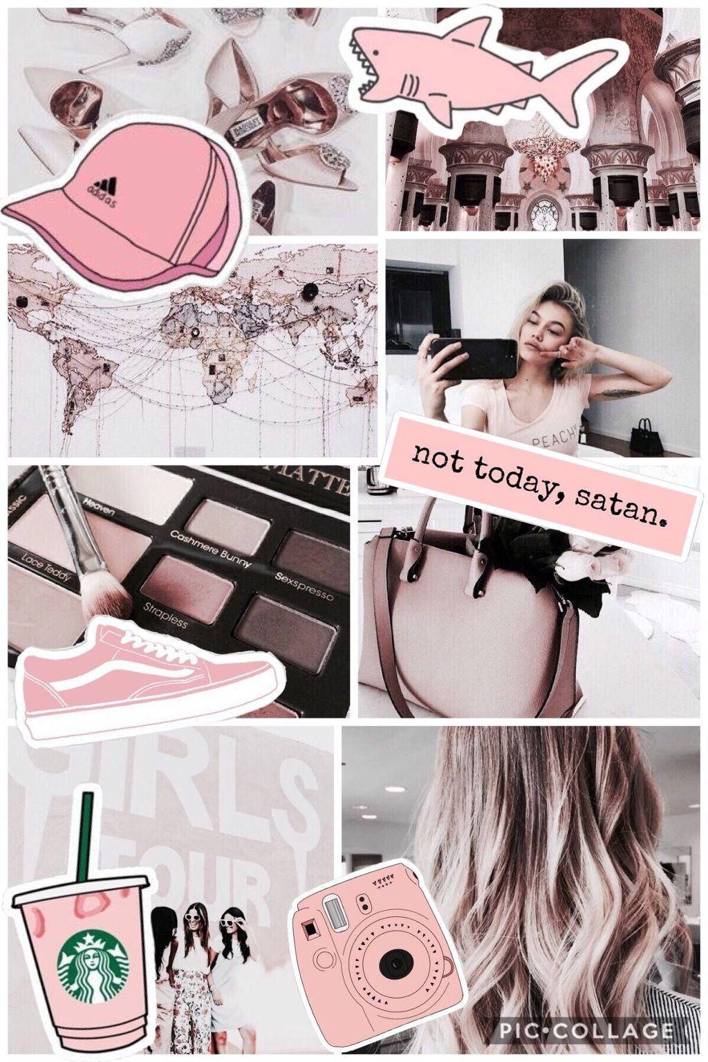 Chica Rosa Collage Estético Fondos de pantalla