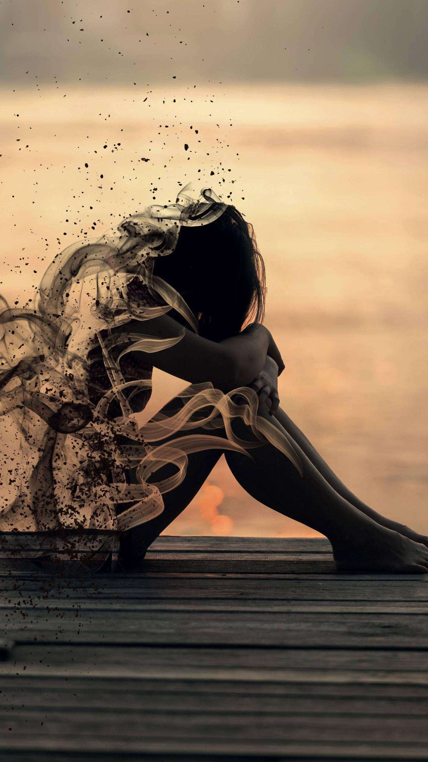 Chica Triste Sola Desintegrándose Fondos de pantalla