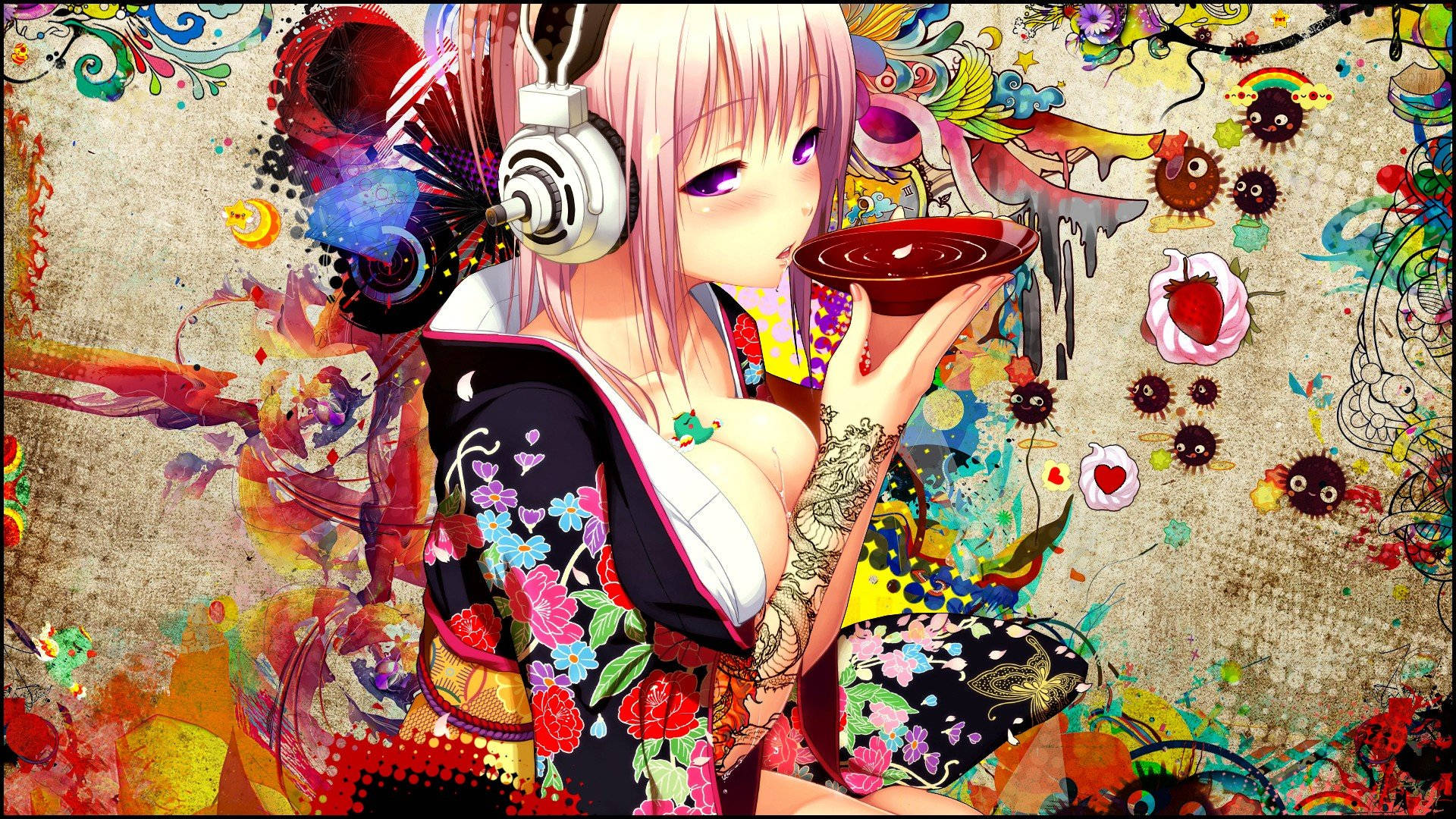 Chicas Anime Senos Sake Fondos de pantalla