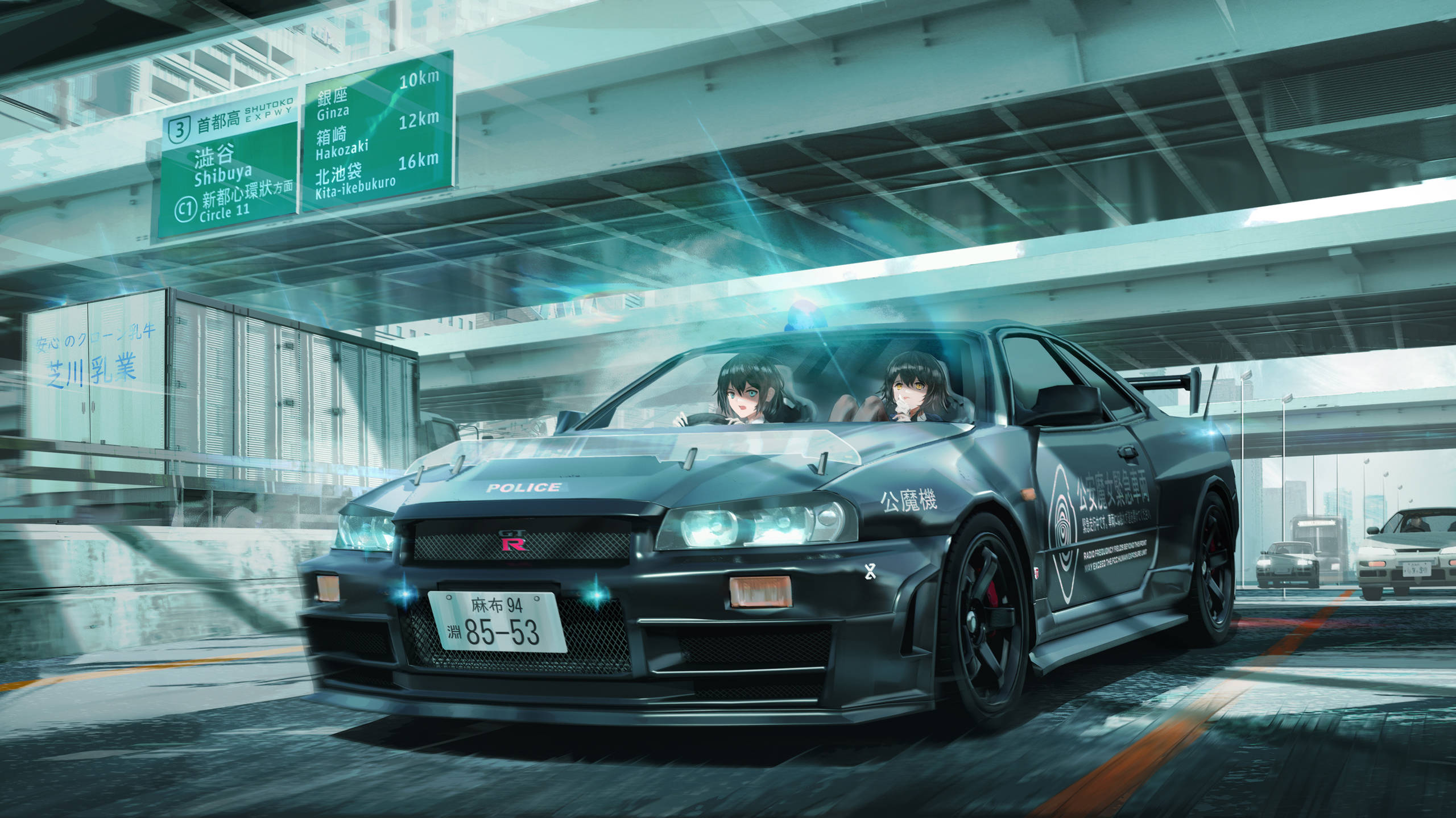 Chicas Sentadas Dentro de un Auto Anime Fondos de pantalla
